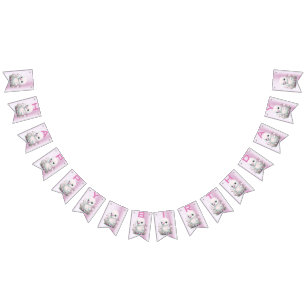 Bandera de embutido floral rosa del pato blanco