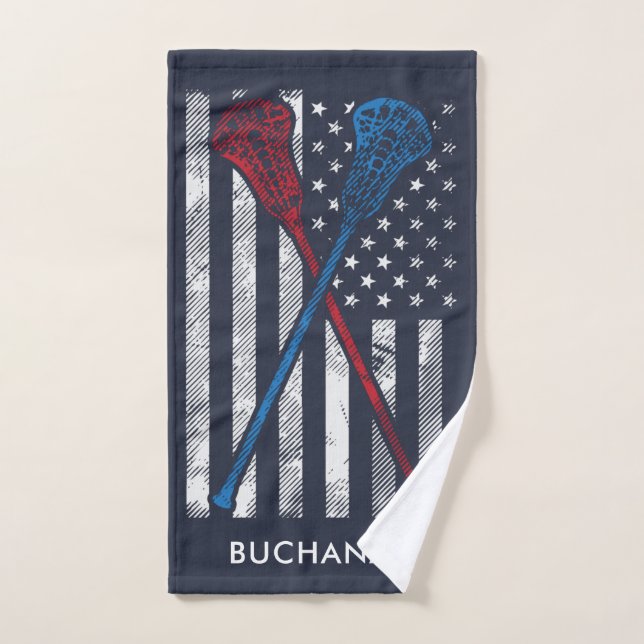 Bandera de época y batas Lacrosse personalizadas (Toalla de mano)