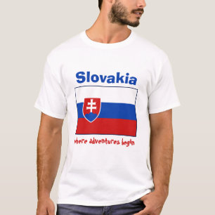 Bandera de Eslovaquia + Mapa + Camiseta del texto