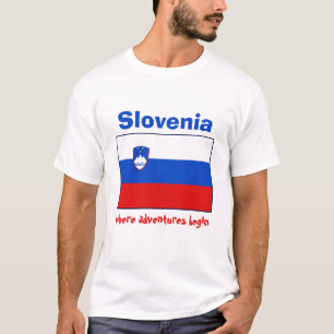 Bandera de Eslovenia + Mapa + Camiseta del texto
