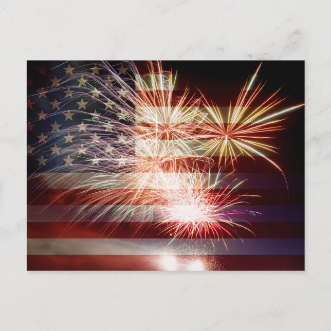 Bandera de Estados Unidos con tarjeta postal de fu (Anverso)