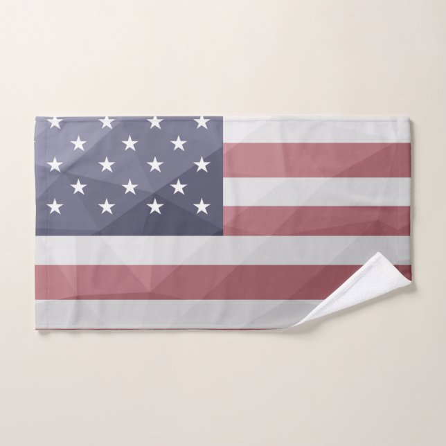Bandera de Estados Unidos Malla Geométrica Red Whi (Toalla de mano)