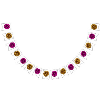 Bandera de fiesta con lazo rosa y dorado