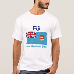 Bandera de Fiji + Mapa + Camiseta del texto