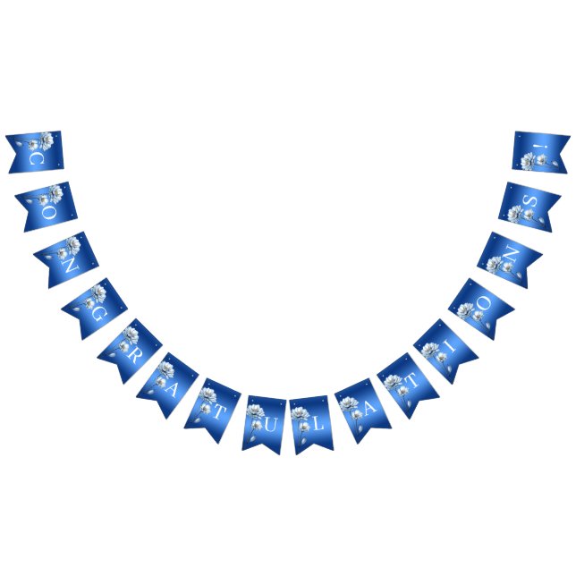 Bandera de flores de acuarela azul (Todo)