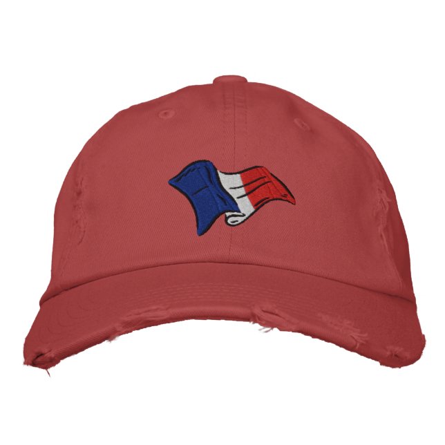 Bandera de Francia desgastada luce retro gorra de  (Anverso)
