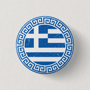 Bandera de Grecia con botón de diseño de patrón de