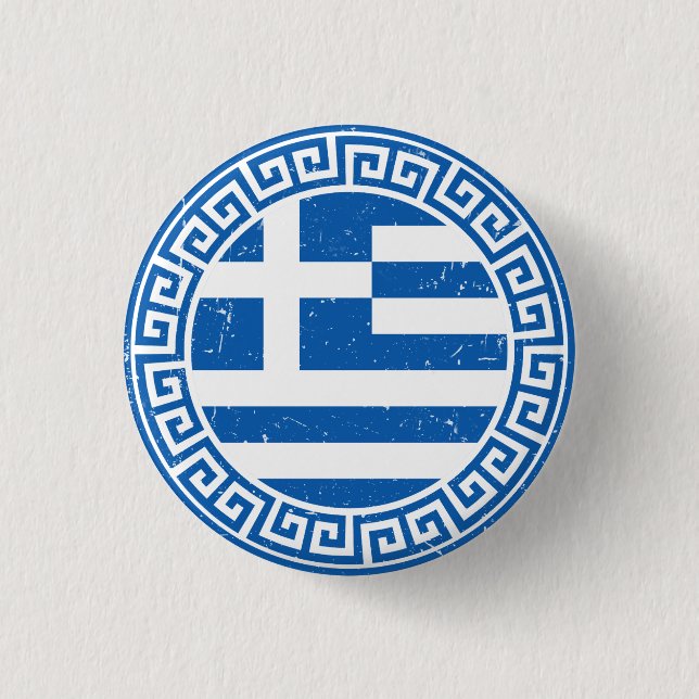 Bandera de Grecia con botón de diseño de patrón de (Anverso)