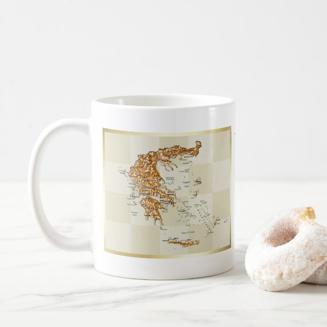 Bandera de Grecia + Taza del mapa (Con donut)