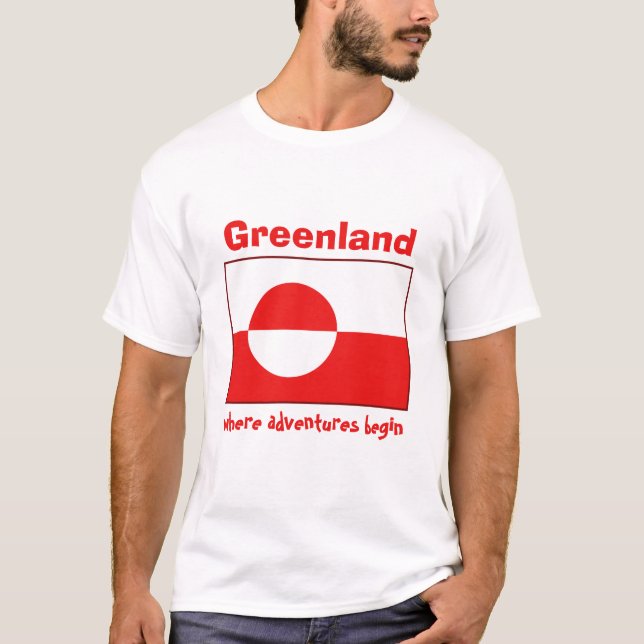 Bandera de Groenlandia + Mapa + Camiseta del texto (Anverso)