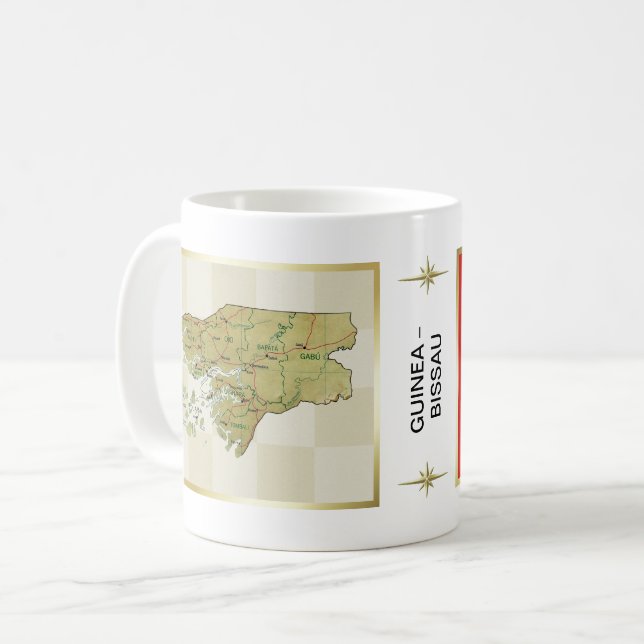 Bandera de Guinea-Bissau + Taza del mapa (Anverso izquierdo)