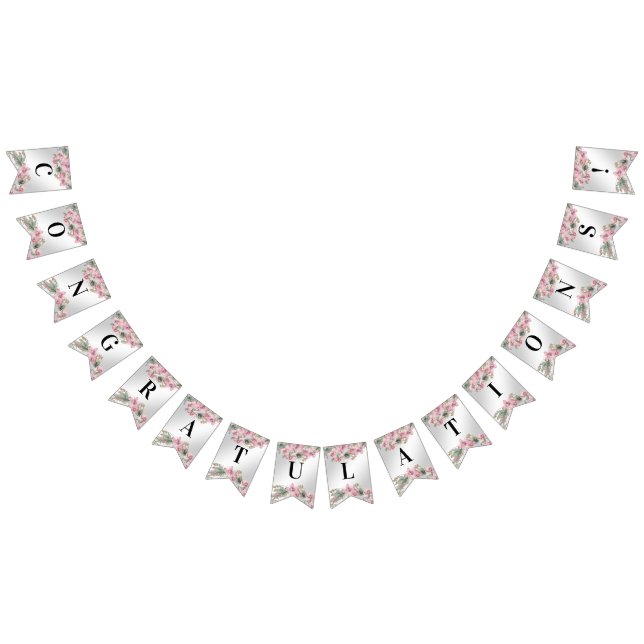 Bandera de guirnalda floral rosa de primavera (Todo)