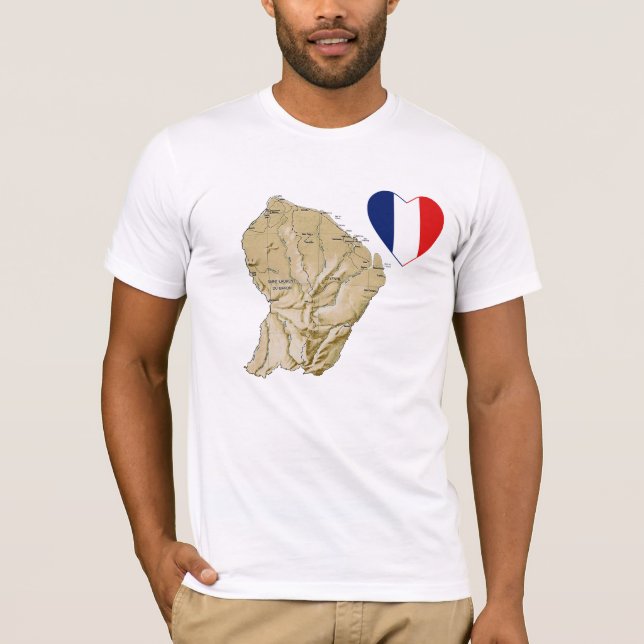 Bandera de Guyana Corazón y Mapa camiseta (Anverso)