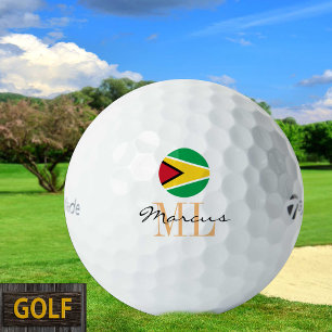 Bandera de Guyana Monogramada y bolas de golf de G