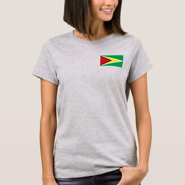 Bandera de Guyana y mapa de camiseta dk (Anverso)
