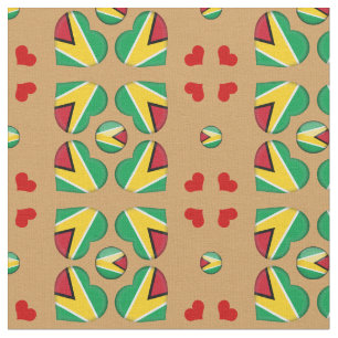 Bandera de Guyana y tela de moda cardíaca de Guya