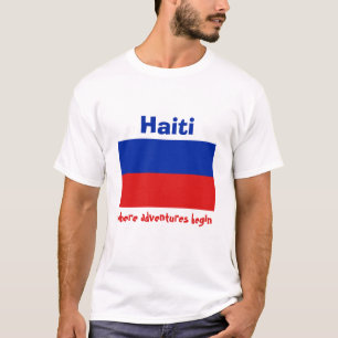 Bandera de Haití + Mapa + Camiseta de texto