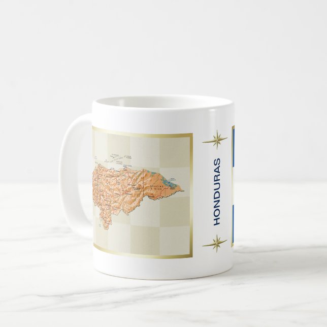 Bandera de Honduras + Taza del mapa (Anverso izquierdo)