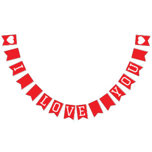 bandera de I LOVE YOU con banderines 