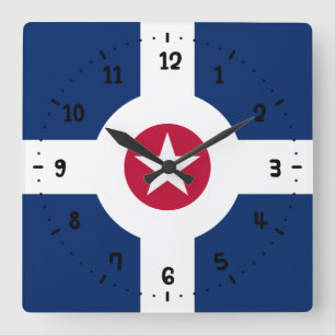 Bandera de Indianápolis, reloj de pared de la plaz