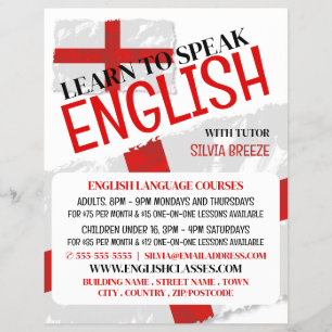 Bandera de Inglaterra, publicidad del curso en ing