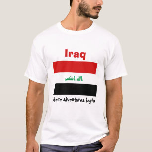 Bandera de Iraq + Mapa + Camiseta del texto