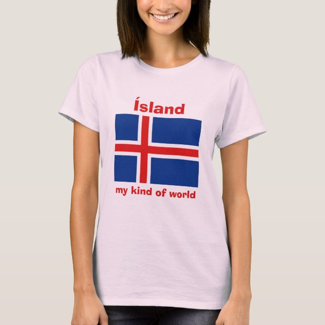 Bandera de Islandia + Mapa + Camiseta del texto (Anverso)