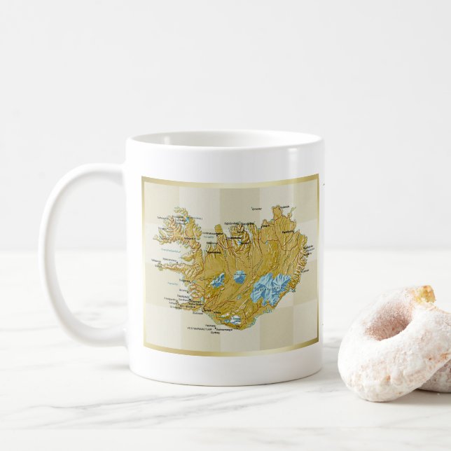 Bandera de Islandia + Taza del mapa (Con donut)