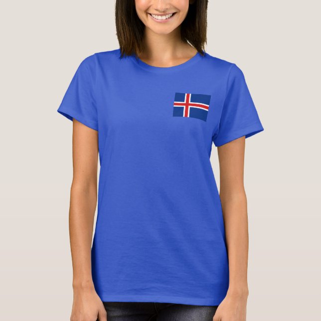 Bandera de Islandia y mapa de camiseta dk (Anverso)