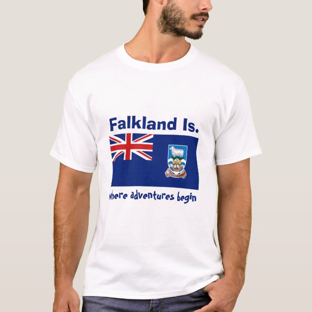 Bandera de Islas Malvinas + Mapa + Camiseta del (Anverso)