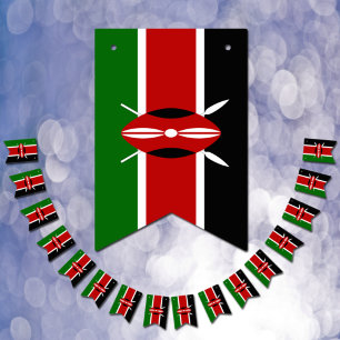 Bandera de Kenia y pancartas de fiesta en Kenia / 