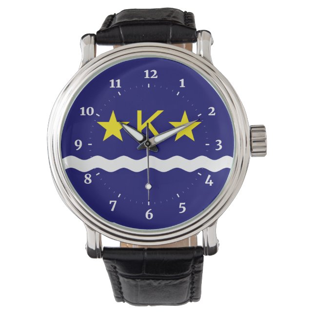 Bandera de Kinshasa, reloj de pulsera del Congo (Anverso)