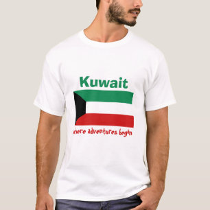 Bandera de Kuwait + Mapa + Camiseta del texto
