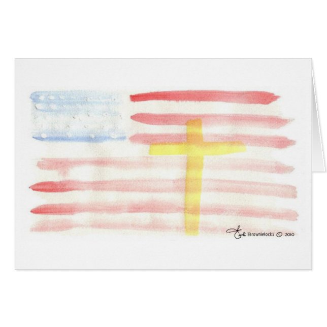 Bandera de la acuarela con la tarjeta cruzada de (Anverso (Horizontal))