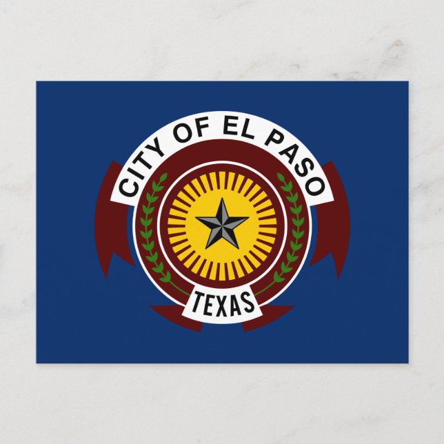 Bandera de la ciudad de El Paso, postal de Texas (Anverso)