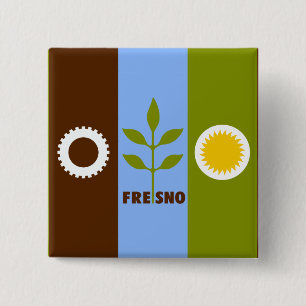 Bandera de la ciudad de Fresno, botón de Californi