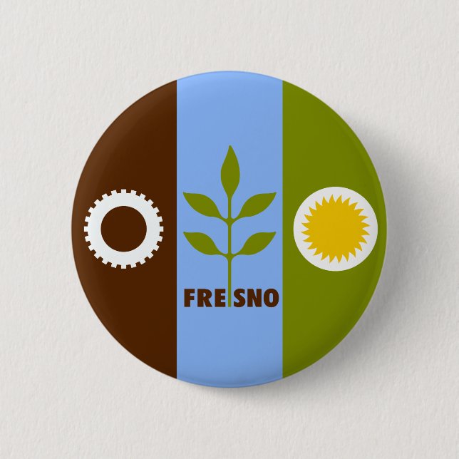 Bandera de la ciudad de Fresno, botón Pinback de C (Anverso)