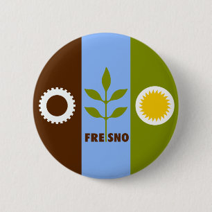 Bandera de la ciudad de Fresno, botón Pinback de C