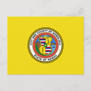 Bandera de la ciudad de Honolulu, postal de Hawái