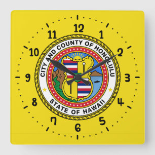 Bandera de la ciudad de Honolulu, reloj de pared d