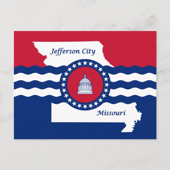 Bandera de la ciudad de Jefferson, postal de Misur (Anverso)