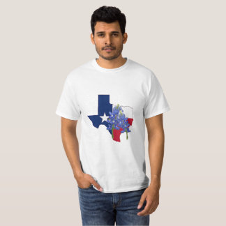 Bandera de la forma del estado de Tejas y camiseta