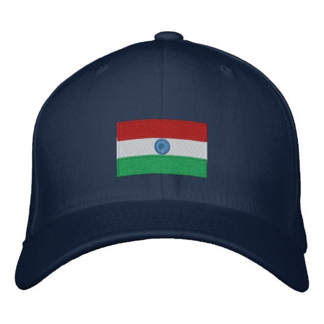 Bandera de la India bordada gorra de flexfit (Anverso)