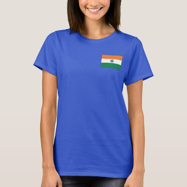 Bandera de la India y mapa de camisetas dk (Anverso)
