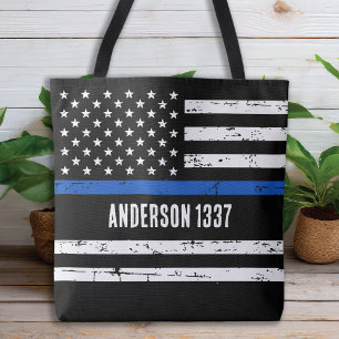 Bandera de la Policía Delgada Bolsa De Tote De La