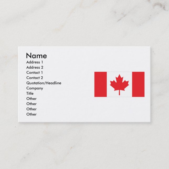 Bandera de la tarjeta de visita de Canadá (Anverso)