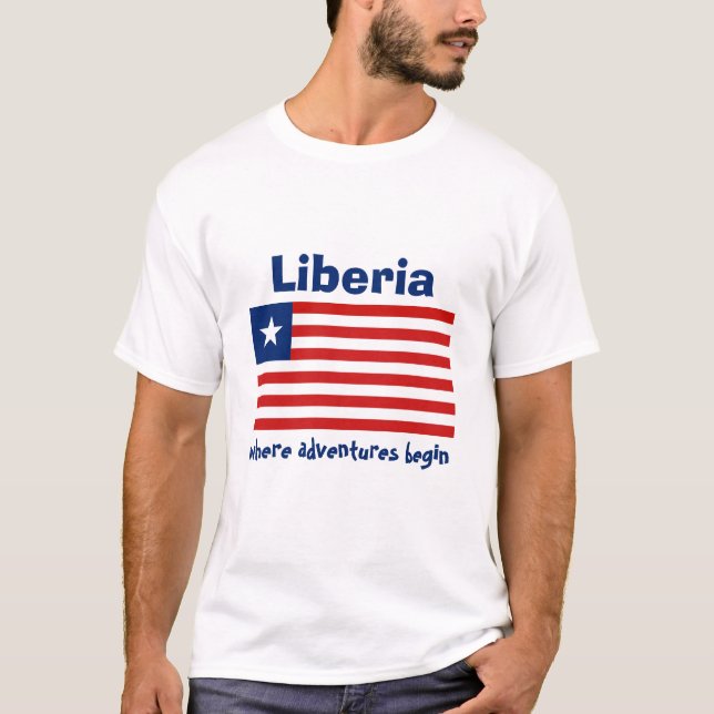 Bandera de Liberia + mapa + camiseta de texto (Anverso)