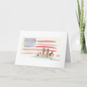Bandera de los Estados Unidos con tarjeta de Torre