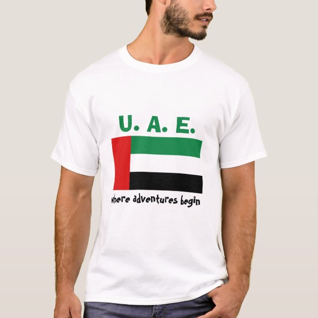 Bandera de los UAE + Mapa + Camiseta del texto (Anverso)
