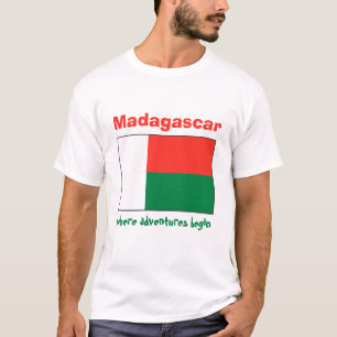 Bandera de Madagascar + Mapa + Camiseta del texto